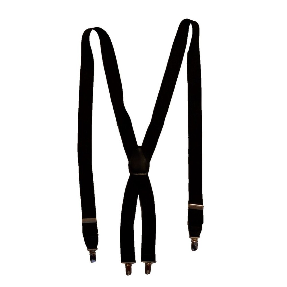 VTG Black Stretch Suspenders Braces Silver Tone Clip Attachments Pelican USA